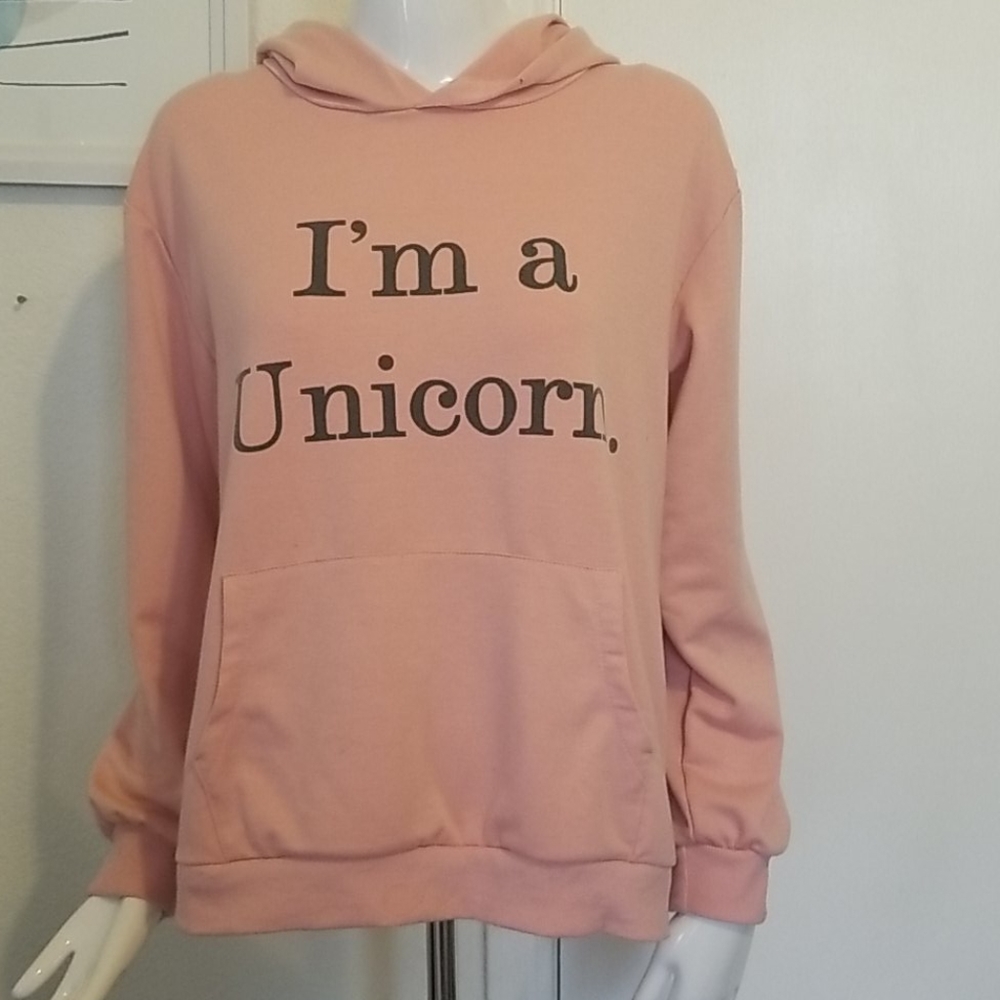 No brand pink unicorn hoodie sweatshirt size Large, NWOT